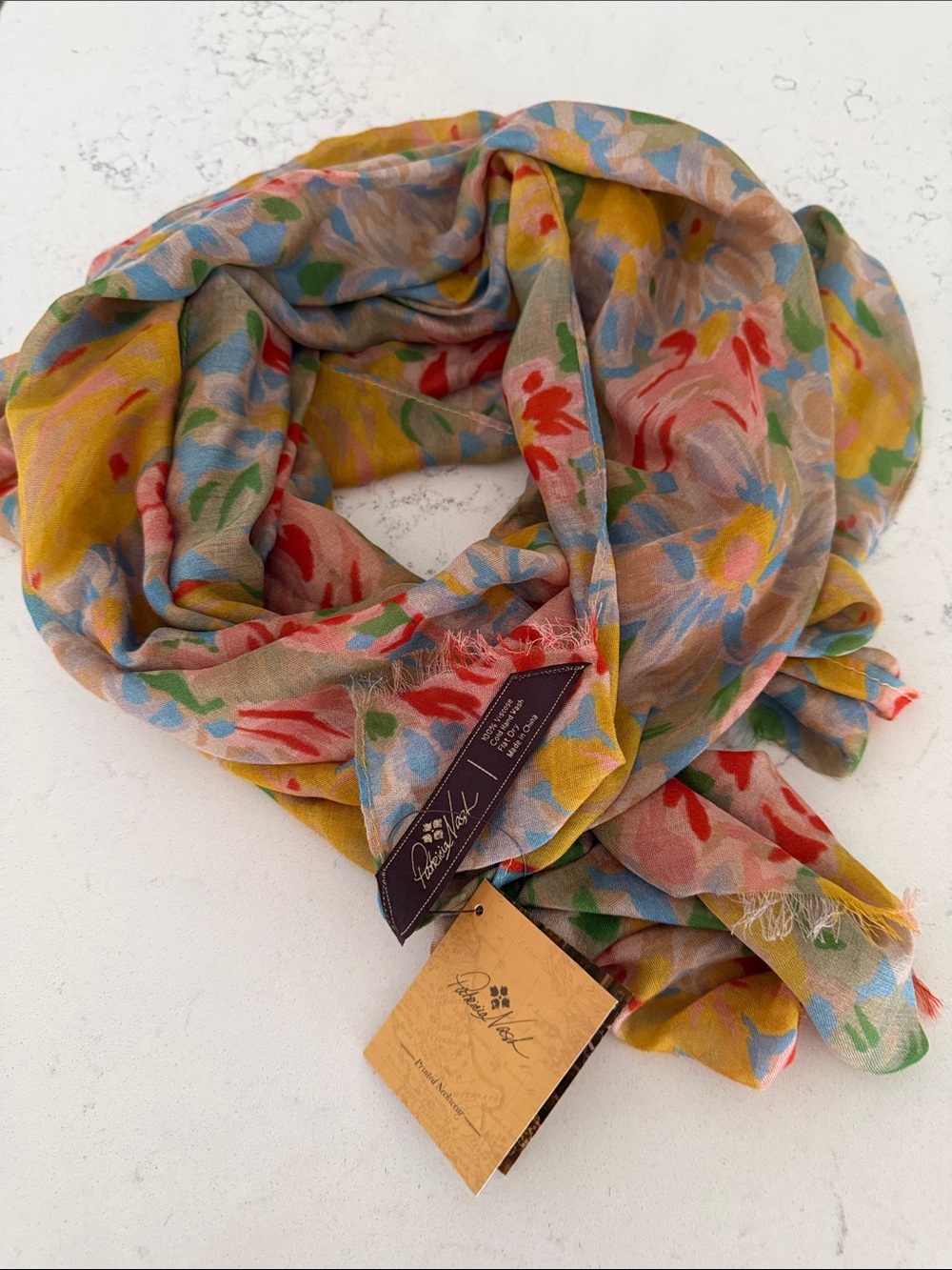 Patricia Nash Floral Multicolor Women's Scarf - Lightweight Citrus Rose